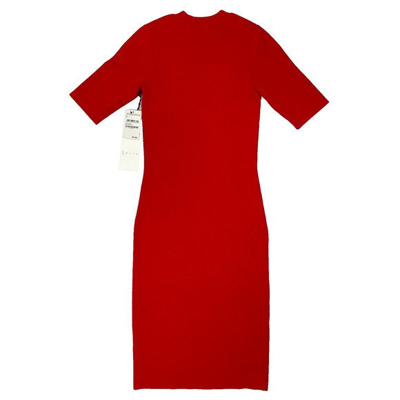 Leith Red Ribbed Bodycon Knee Length Dress M NWT Nordstrom Bloom Short Sleeve - Picture 2 of 7